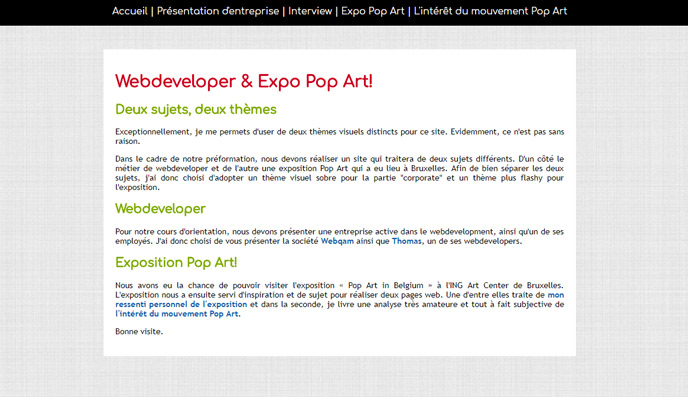 Interview de webdev et exposition Pop Art